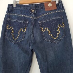 ANTIK DENIM Sz 30 Blue Denim Button Fly Embroidered Pockets #MKE2827 Straight